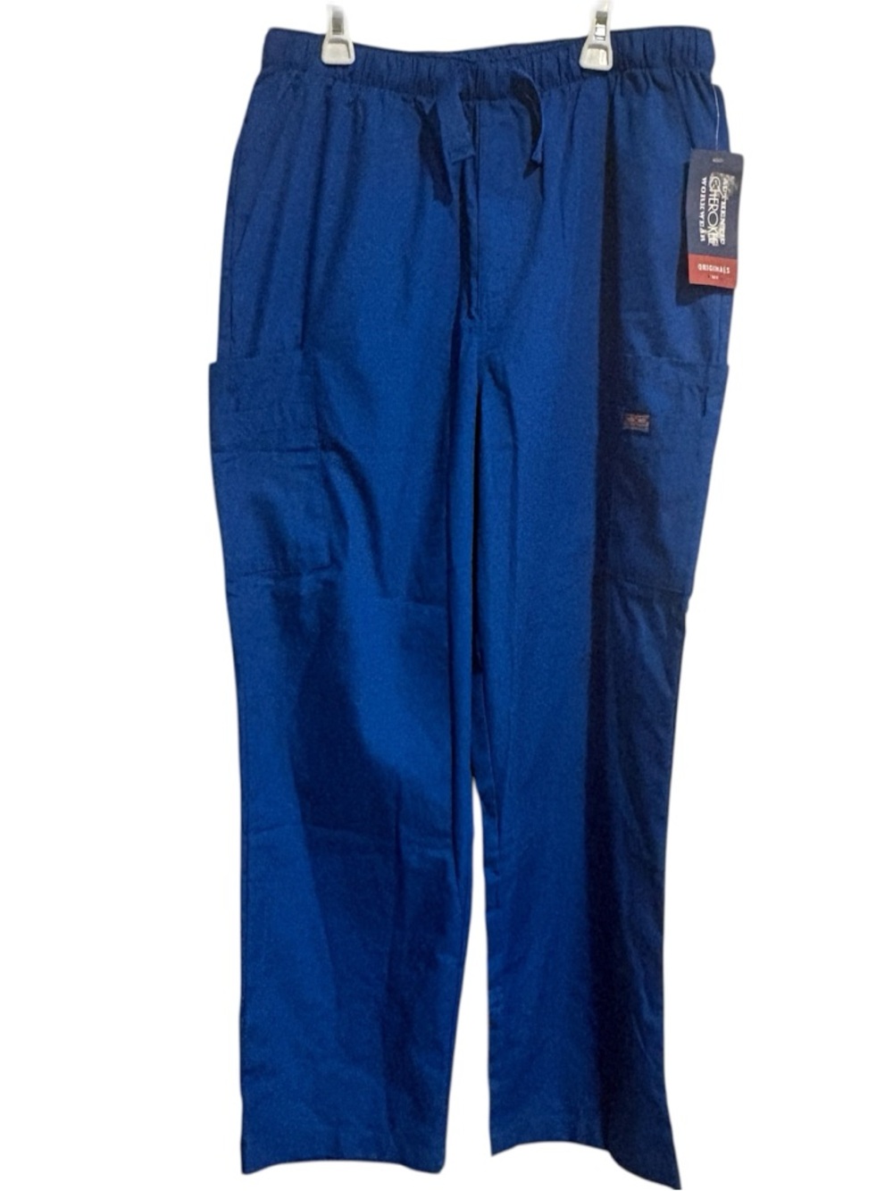 Cherokee Workwear Originals men's cargo scrub pants, size M Royal blue